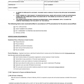 SCDMV Form IFTA-13. New IFTA Account Checklist
