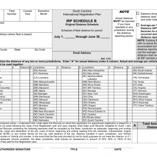 SCDMV Form IRP Schedule B. Original Distance Schedule | Forms - Docs - 2023