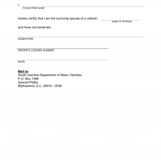 SCDMV Form RG-503A. Surviving Spouse Certificate