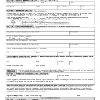 SCDMV Form TI-021A. Affidavit of Ownership for a Motor Vehicle or Mobile Home