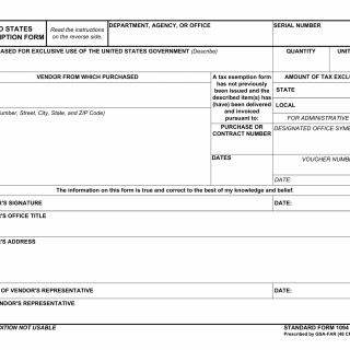 SF 1094. The United States Tax Exemption Form