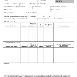 SF 1190. Foreign Allowances Application, Grant, and Report