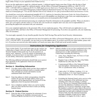 SF 3107. Application for Immediate Retirement (Federal Employees Retirement System)