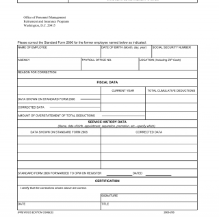 SF Form 2806-1 - Notice of Correction of Individual Retirement Record, Civil Service Retirement System