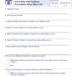 Form SSA-1021. Appeal of Determination for Extra Help with Medicare Prescription Drug Plan Costs