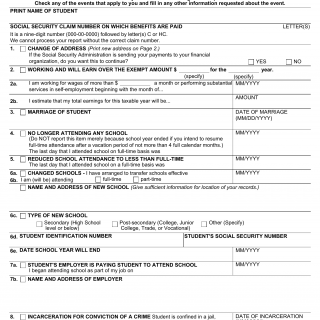 Form SSA-1383. Student Reporting Form