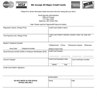 Form SSA-1414. Credit Card Payment Form