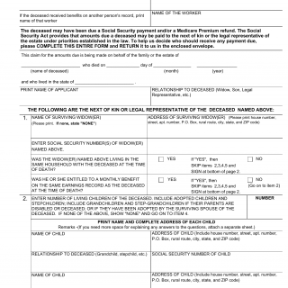 Form SSA-1724-F4. Claim for Amounts due in case of a Deceased Beneficiary
