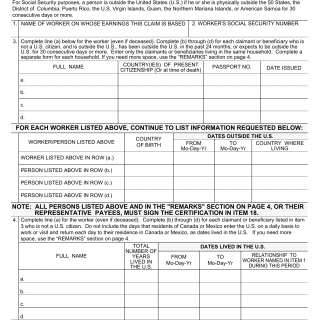 Form SSA-21. Supplement to Claim of Person Outside the United States