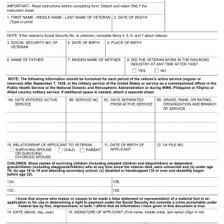 Form SSA-24. Application for Survivors Benefits (Payable Under Title II of the Social Security Act)