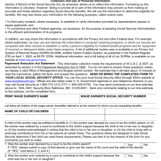 Form SSA-2519. Child Relationship Statement