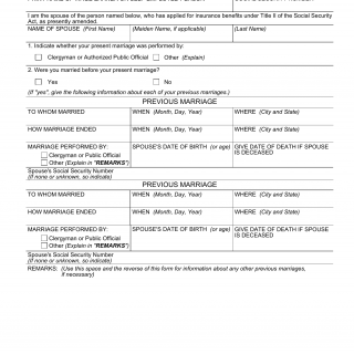 Form SSA-3. Marriage Certification
