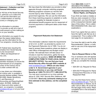 Form SSA-3105. Important information about your appeal, waiver rights, and repayment options