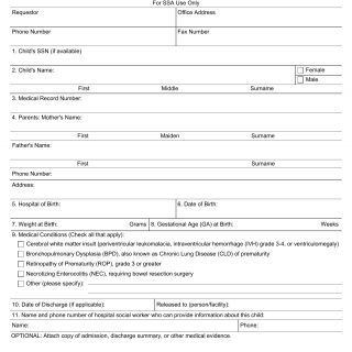 Form SSA-3830. Certification of Low Birth Weight for SSI Eligibility