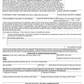 Form SSA-521. Request for Withdrawal of Application