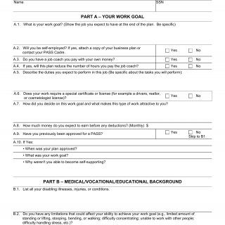 Form SSA-545-BK. Plan for Achieving Self-Support