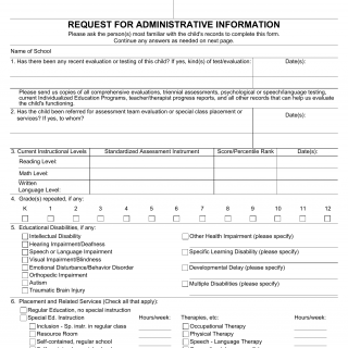 Form SSA-5666. Request for Administrative Information