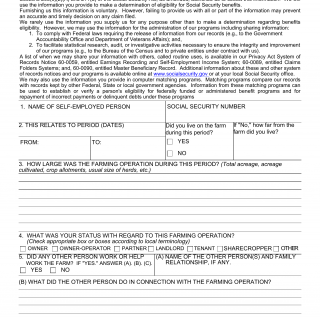 Form SSA-7156. Farm Self Employment Questionnaire