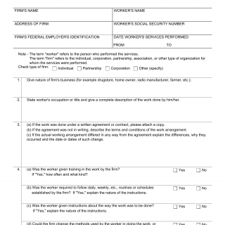 Form SSA-7160. Employment Relationship Questionnaire