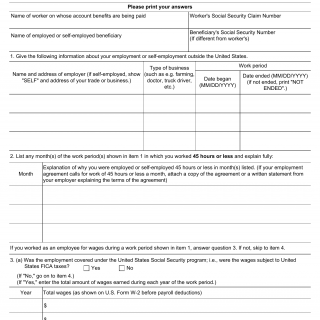 Form SSA-7163. Questionnaire about Employment or Self Employment