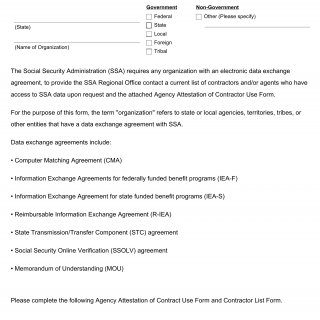 Form SSA-731. Notice to Electronic Information Exchange Partners to Provide Contractor List