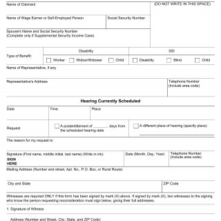 Form SSA-769-U4. Request for Change in Time/Place of Disability Hearing