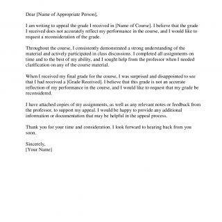 Student Appeal Letter