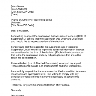 Suspension Appeal Letter
