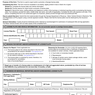 GA DMV Form T-158W Report of and/or Surrender of Georgia License Plate for ETR Remote E-signature Solutions