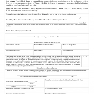 GA DMV Form T-4 Satisfaction of MV Title Lien or Security Interest Affidavit