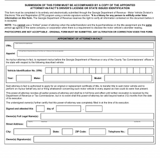 GA DMV Form T-8W Limited Power of Attorney for ETR Remote E-signature Solutions