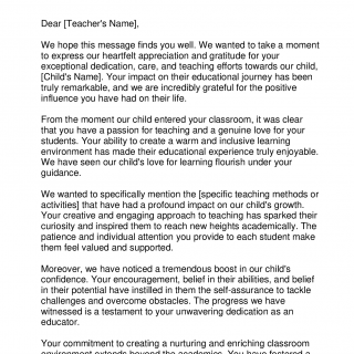Thank You Messages for Teachers from Parents | Forms - Docs - 2023