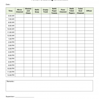 Toilet Cleaning Checklist | Forms - Docs - 2023