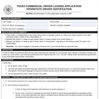 Commercial Driver License Application Form | Forms - Docs - 2023