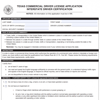 Commercial Driver License Application Form