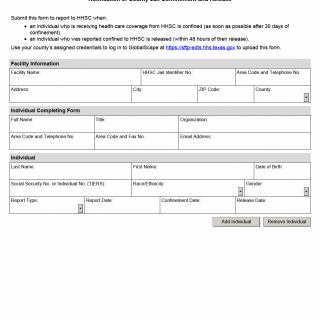 TX HHS Form 0007. Notification of County Jail Confinement and Release TX HHS Form 0007. Notification of County Jail Confinement and Release