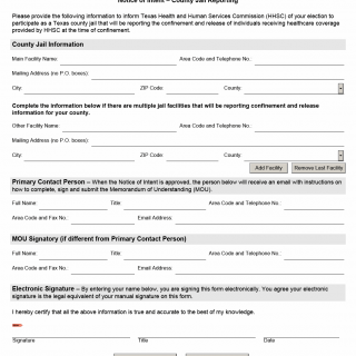 TX HHS Form 0009.  Notice of Intent вЂ“ County Jail Reporting