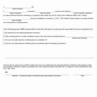 TX HHS Form 0067.  Consent by Roommate for Authorized Electronic Monitoring