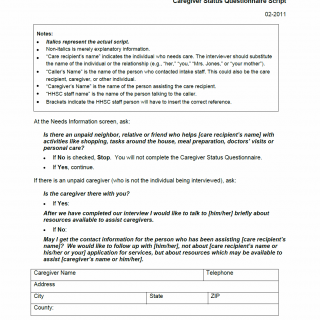 TX HHS Form 1027. Caregiver Status Questionnaire TX HHS Form 1027. Caregiver Status Questionnaire