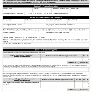 TX HHS Form 1043. Post-Move Monitoring