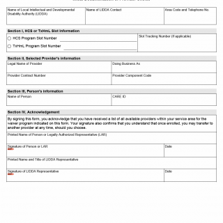 TX HHS Form 1049. Initial Documentation of Provider Choice