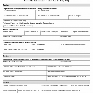 TX HHS Form 1051. Request for Determination of Intellectual Disability (DID)