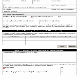 TX HHS Form 1052. Public Provider Choice Request