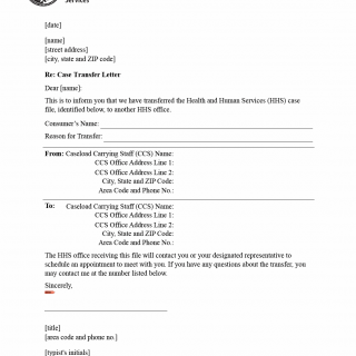 TX HHS Form 1056. Case Transfer Letter