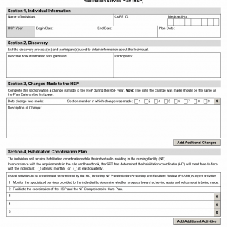 TX HHS Form 1057. Habilitation Service Plan HSP