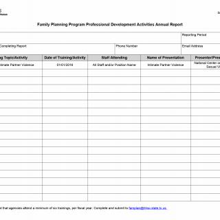 TX HHS Form 1059. Family Planning Program Professional Development Activities Annual Report