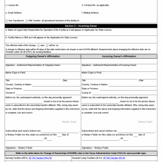 TX HHS Form 1092. Change of Ownership Transfer Affidavit TX HHS Form 1092. Change of Ownership Transfer Affidavit