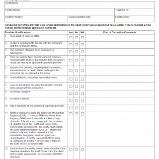 TX HHS Form 1123. Review of Assisted Living Facility Type C