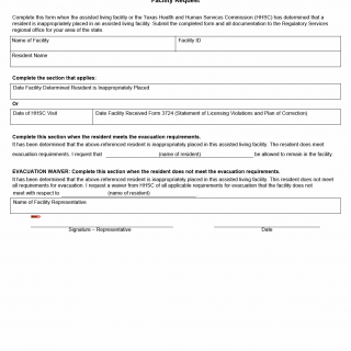TX HHS Form 1124. Facility Request TX HHS Form 1124. Facility Request