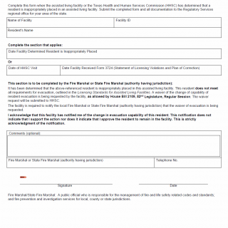 TX HHS Form 1127. Fire Marshal/State Fire Marshal Notification